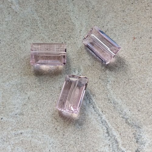 Perle facettée rectangle rose 10x15mm pros3-15