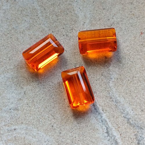 Perle facettée rectangle orange 10x15mm por4-6