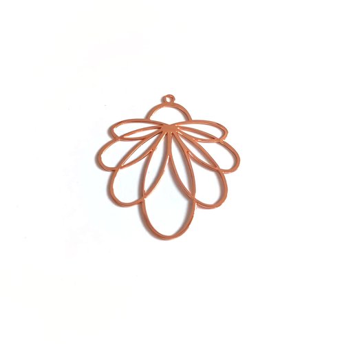 Estampe filigrane feuille or rose 30x30mm gedo-84