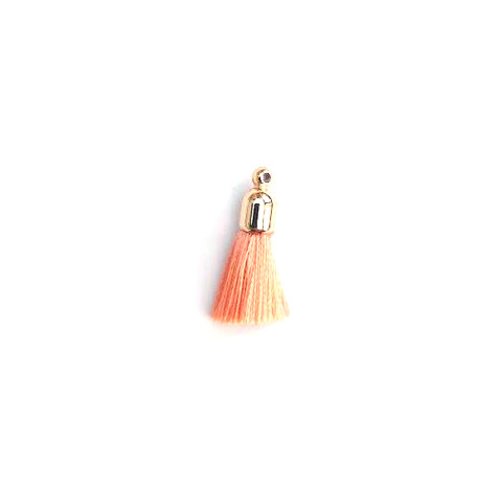 Pompon orange imitation soie embout doré 30mm pomcd-126