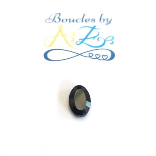 Perle facettée ovale noire 11x8mm pno3-15.