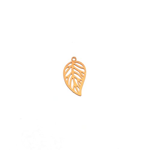 Estampe filigrane feuille or rose 21x12mm do7-8