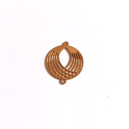 Estampe filigrane ronde intercalaire dorée en métal 19x15mm x1 ou x10 do46-6