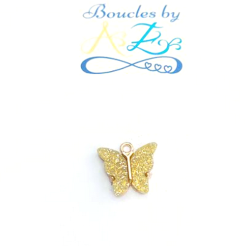 Breloque papillon jaune 14x16mm ja9-10
