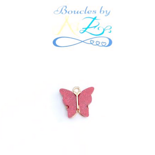 Breloque papillon rouge 14x16mm rou7-9