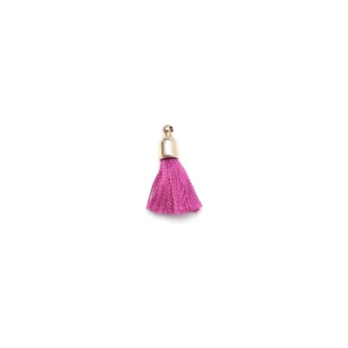 Pompon violet imitation soie embout doré 30mm pomcd-142