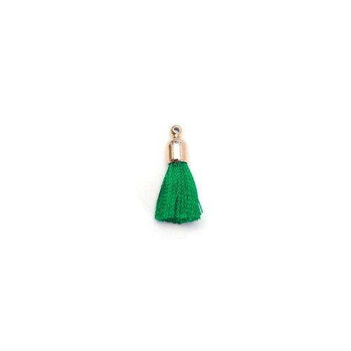Pompon vert imitation soie embout doré 30mm pomcd-145