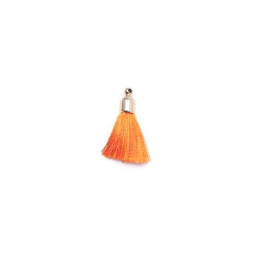 Pompon orange imitation soie embout doré 30mm pomcd-149