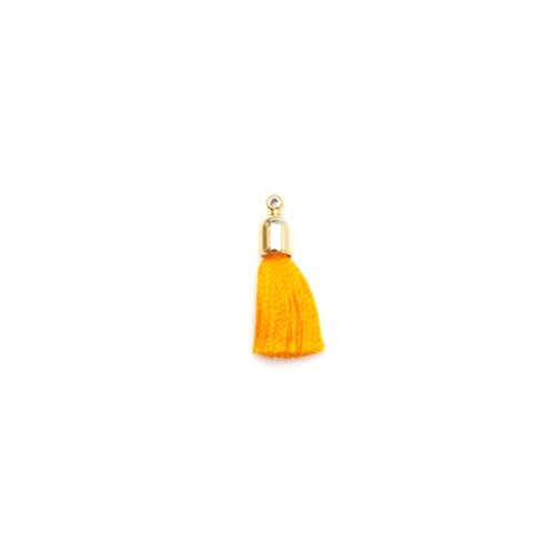 Pompon orange imitation soie embout doré 30mm pomcd-186