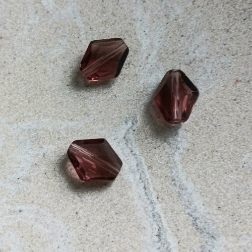 Perle losange facettée rose 14x12mm pros3-20