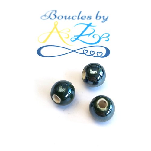 Perles rondes vertes en céramique 8mm x5 pve4-4