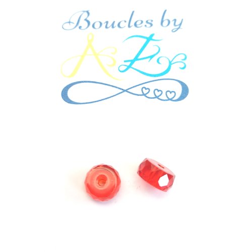 Perle facettée rondelle rouge 8x3,5mm prou1-16