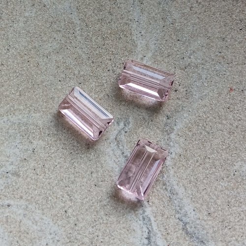 Perle facettée rectangle rose 8x14mm pros3-10