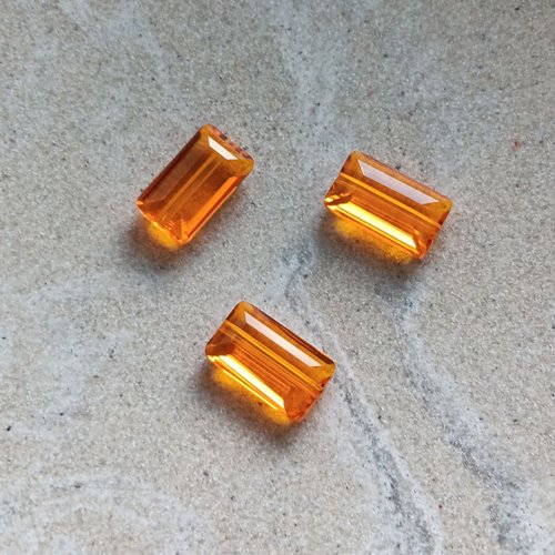 Perle facettée rectangle orange 8x14mm por4-2