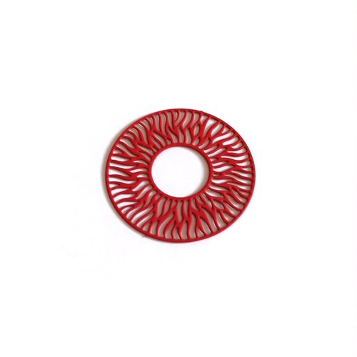 Estampe filigrane rosace rouge en acier inox 30mm x1 ou x10 gerou-55