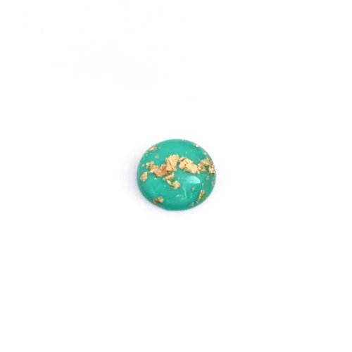 Cabochon turquoise et doré en résine 14mm x1 ou x10 car14-4