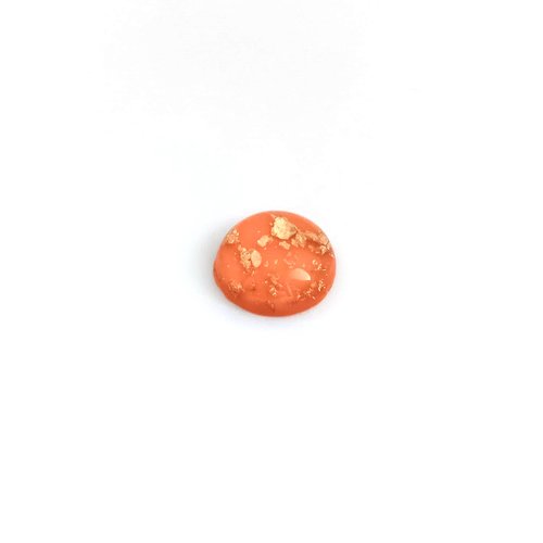 Cabochon orange et doré en résine 14mm x1 ou x10 car14-9