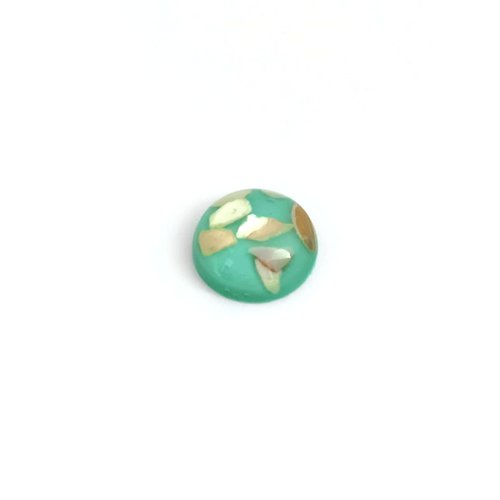 Cabochon turquoise en résine avec éclats de coquillage 14mm x1 ou x10 car14-27