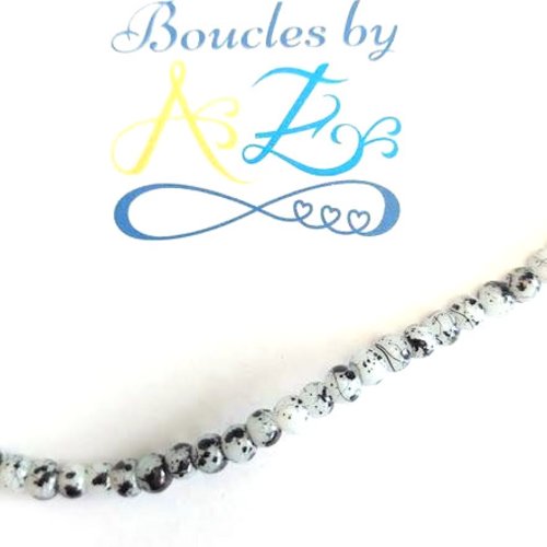 Perles rondes bicolores noir/blanc 4mm x50 pno3-10