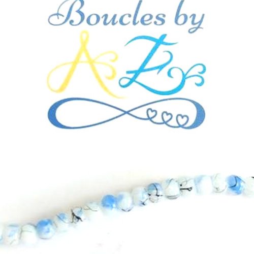 Perles rondes tricolores bleu/noir/blanc 4mm x50 pble8-4