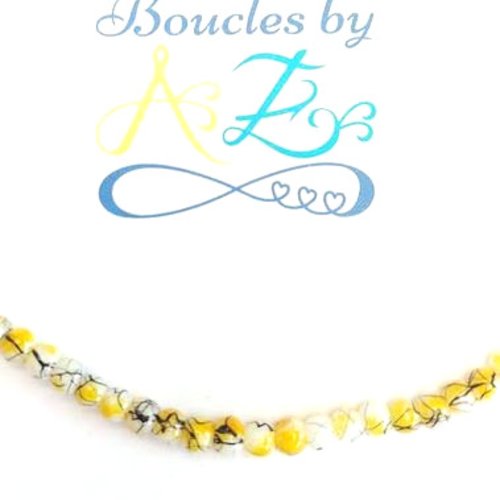 Perles rondes tricolores jaune/noir/blanc 4mm x50 pja1-16
