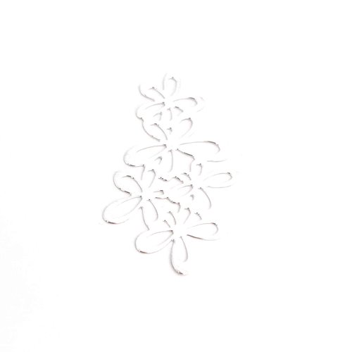 Estampe filigrane fleurs argentée 35x19mm ea1-1