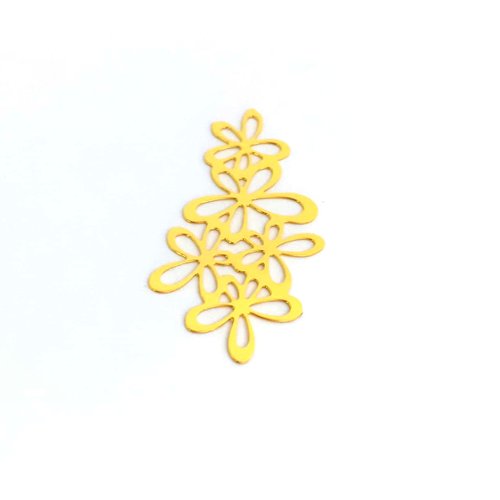 Estampe filigrane fleurs dorée 35x19mm gedo-21