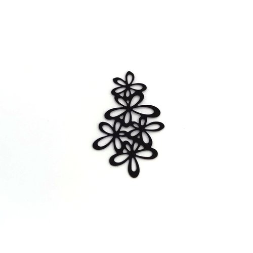 Estampe filigrane fleurs noire 35x19mm geno-11