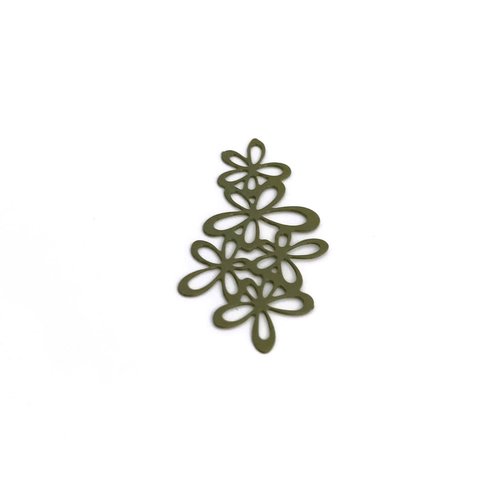 Estampe filigrane fleurs kaki 35x19mm geve-19