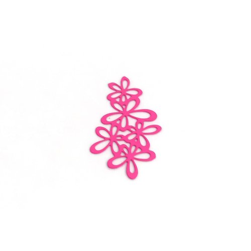 Estampe filigrane fleurs rose fuchsia 35x19mm geros-18