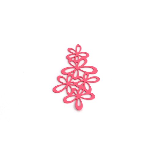 Estampe filigrane fleurs, rose 35x19mm geros-30