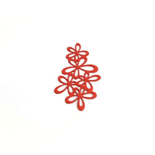 Estampe filigrane fleurs, orange 35x19mm geor-7