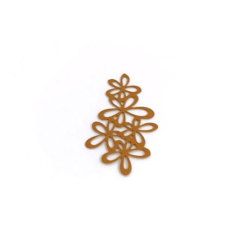 Estampe filigrane fleurs jaune moutarde 35x19mm geja-17