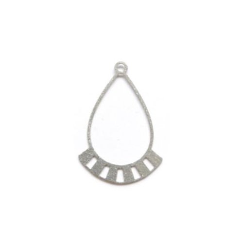 Estampe filigrane connecteur goutte argentée pailletée 30x21mm ea1-4