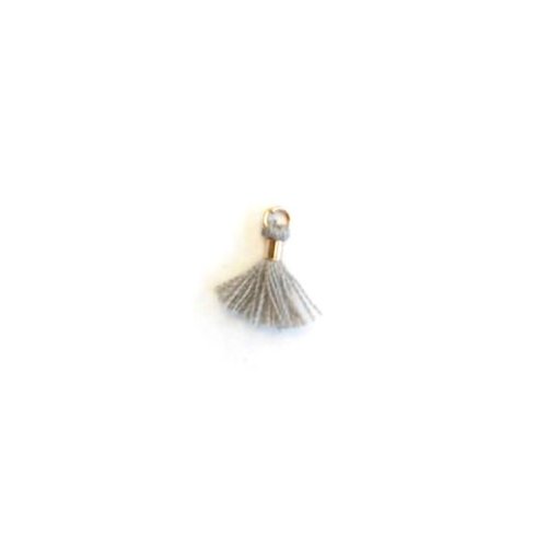 Mini pompon gris, attache dorée en laiton de 10 mm x1 ou x10 mipom-1