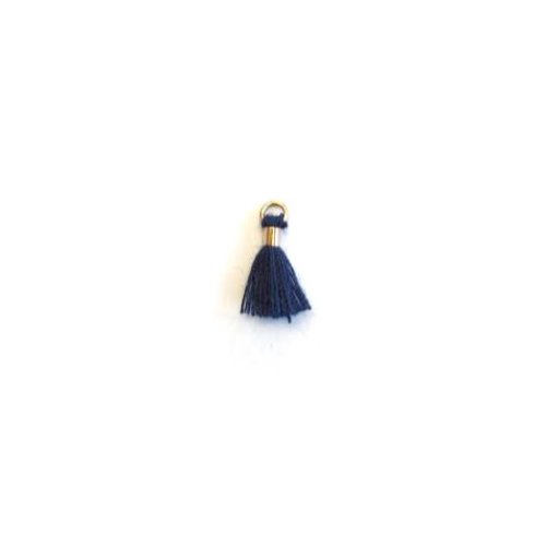 Mini pompon bleu marine attache dorée en laiton 10mm x1 ou x10 mipom-3