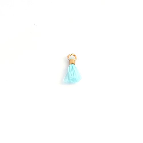 Mini pompon bleu ciel, attache dorée en laiton 10mm x1 ou x10 mipom-58