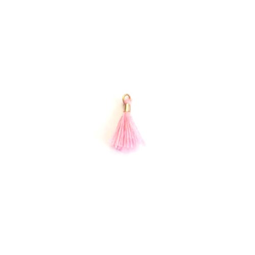 Mini pompon rose, attache dorée en laiton 10mm x1 ou x10 mipom-77