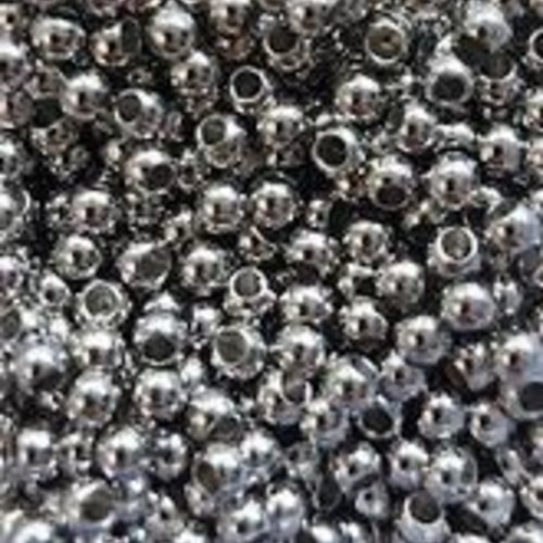 *perles argentées 3mm acier inox x10* par2-19
