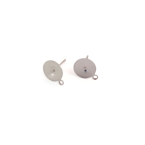 Clous d'oreilles disques avec anneau fermé en acier inoxydable argenté de 10mm sbopu-24