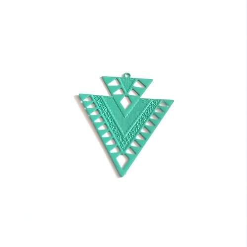 Estampe filigrane triangle turquoise 31x26mm geve-56