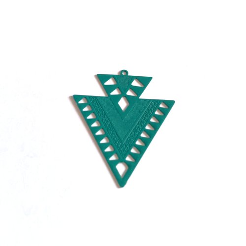 Estampe filigrane triangle vert turquoise 31x26mm geve-57