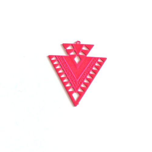 Estampe filigrane triangle rose fluo 31x26mm geros-65