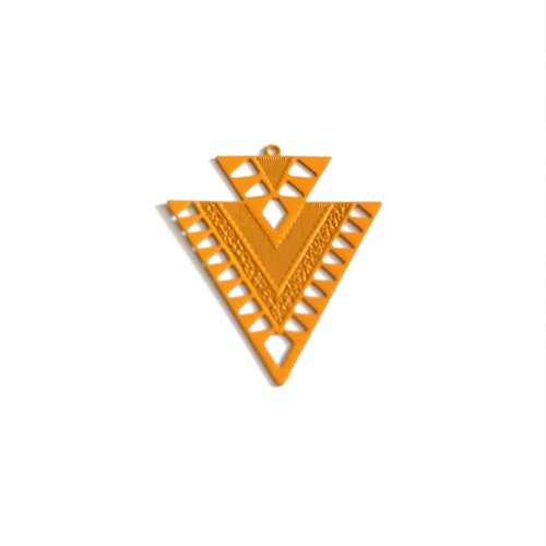Estampe filigrane triangle jaune moutarde 31x26mm geja-18