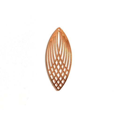 Estampe filigrane ovale or rose en métal 40x15mm x1 ou x10 gedo-9
