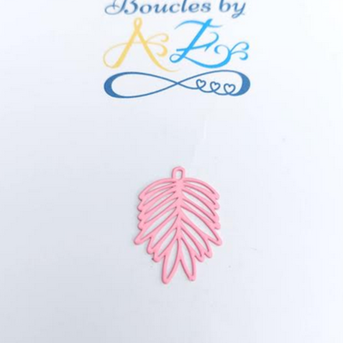 *estampe feuille rose 21x16mm* ros33-2