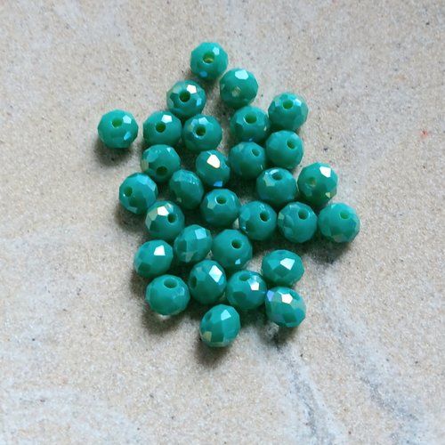 Perles à facettes vert turquoise 6x4mm x30 pve9-6