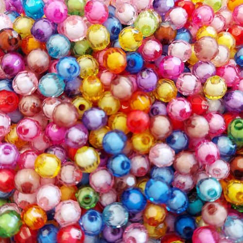 Perles toupies à facettes multicolores 8x8mm x100 pmu1-8