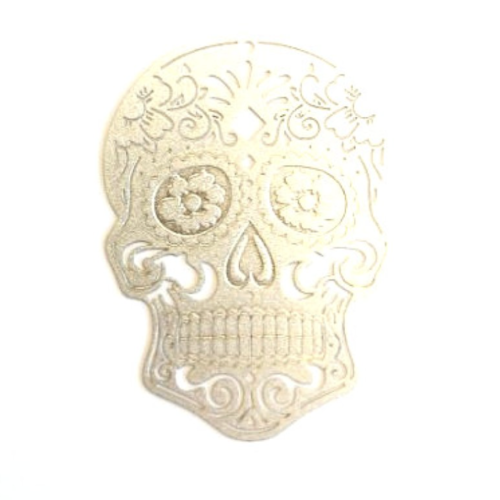 Estampe filigrane tête de mort argentée 46x34 mm – pendentif tête de mort bijoux diy ea1-2