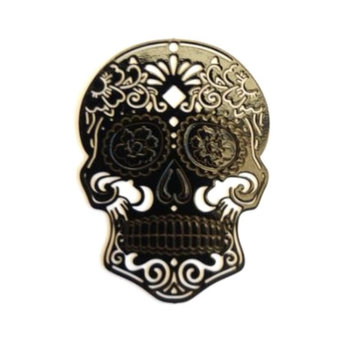Estampe filigrane tête de mort noire 46x34 mm – pendentif tête de mort bijoux diy geno-15